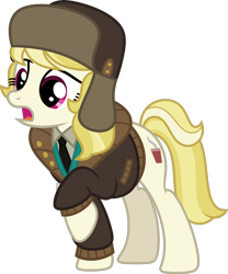 Size: 2494x3000 | Tagged: safe, artist:starryshineviolet, imported from derpibooru, march gustysnows, earth pony, pony, princess spike (episode), background pony, clothes, female, hat, high res, mare, simple background, solo, transparent background, ushanka, vector