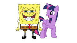 Size: 1920x1080 | Tagged: safe, artist:thxfan2022, imported from derpibooru, twilight sparkle, alicorn, pony, crossover, female, male, nickelodeon, one eye closed, simple background, smiling, sponge, spongebob squarepants, spongebob squarepants (character), transparent background, twilight sparkle (alicorn), vector, wink
