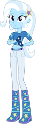 Size: 978x3320 | Tagged: safe, artist:ajosterio, imported from twibooru, trixie, equestria girls, belt, boots, clothes, high heel boots, image, jeans, pants, png, shirt, shoes, solo