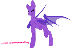 Size: 1024x696 | Tagged: safe, artist:immagoddampony, imported from derpibooru, oc, oc only, bat pony, pony, base, bat pony oc, happy, prancing, raised hoof, simple background, smiling, solo, spread wings, transparent background, trotting, wings