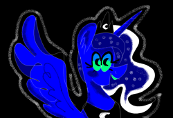 Size: 1316x900 | Tagged: safe, artist:msponies, imported from derpibooru, princess luna, alicorn, pony, black background, blushing, female, g4, jewelry, looking at you, mare, ms paint, open mouth, open smile, pac-man eyes, peytral, requested art, simple background, smiling, solo, spread wings, tiara, wings