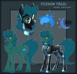 Size: 2048x1976 | Tagged: safe, artist:parrpitched, imported from derpibooru, oc, oc:poison trail, earth pony, pony, fireheart76's latex suit design, latex, latex suit, prisoners of the moon, reference sheet, rubber, rubber suit