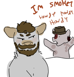 Size: 1193x1250 | Tagged: safe, artist:onyxdr, imported from derpibooru, oc, oc:deadeye, oc:gunsmoke, pony, beard, cowboy hat, facial hair, hat, male, meme, moustache, stallion