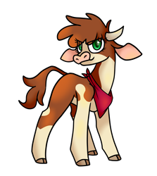 Size: 5000x5600 | Tagged: safe, artist:katyusha, imported from derpibooru, cow, them's fightin' herds, arizona (tfh), bandana, cloven hooves, community related, female, simple background, solo, white background