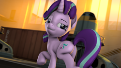 Size: 3840x2160 | Tagged: safe, artist:darkad8000, imported from derpibooru, starlight glimmer, pony, 3d, butt, glimmer glutes, looking at you, plot, source filmmaker