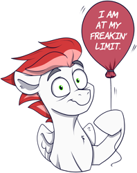 Size: 1431x1803 | Tagged: safe, artist:rutkotka, imported from derpibooru, oc, oc:swift apex, pegasus, pony, balloon, bust, panicking, reaction image, simple background, solo, sticker, text, transparent background