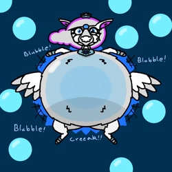 Size: 800x800 | Tagged: safe, artist:eternaljonathan, imported from derpibooru, oc, oc:noctia, belly, big belly, blimp, digital art, inflation, non-mlp oc, puffy cheeks, spherical inflation, stomach noise, water inflation