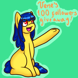 Size: 640x640 | Tagged: safe, artist:ask-ponyvenezuela, imported from derpibooru, oc, oc only, oc:venezuela, earth pony, pony, earth pony oc, female, green background, mare, nation ponies, ponified, raised hoof, simple background, sitting, solo, venezuela