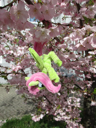 Size: 2736x3648 | Tagged: safe, alternate version, artist:malte279, imported from derpibooru, part of a set, fluttershy, pony, chenille, chenille stems, chenille wire, cherry blossoms, cherry tree, craft, flower, flower blossom, irl, part of a series, photo, pipe cleaner sculpture, pipe cleaners, tree