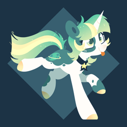Size: 2160x2160 | Tagged: safe, artist:glowfangs, imported from derpibooru, oc, oc only, pony, unicorn, :p, body markings, colored hooves, commission, facial markings, female, freckles, gradient hair, gradient mane, gradient tail, green eyes, horn, mare, solo, tail, tongue out, unicorn oc