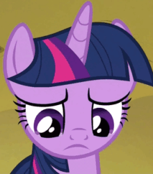 Size: 280x318 | Tagged: safe, imported from derpibooru, screencap, twilight sparkle, alicorn, pony, season 4, twilight's kingdom, animated, cropped, eye shimmer, female, frown, gif, looking down, mare, solo, twilight sparkle (alicorn)
