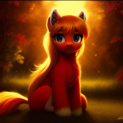 Size: 512x512 | Tagged: safe, imported from derpibooru, big macintosh, earth pony, pony, ai content, ai generated, autumn, cute, fluffy, male, sitting, solo, stallion, unshorn fetlocks