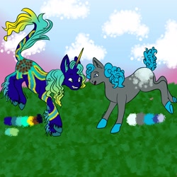 Size: 2048x2048 | Tagged: safe, artist:calzonedraws, imported from derpibooru, oc, oc only, earth pony, pony, unicorn, duo