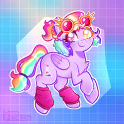 Size: 3000x3000 | Tagged: safe, artist:seasemissary, imported from derpibooru, oc, oc:sherbet swirl, pegasus, pony, clothes, female, goggles, leg warmers, mare, solo