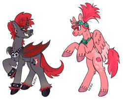 Size: 736x598 | Tagged: safe, artist:beyhr, imported from derpibooru, oc, oc only, bat pony, pegasus, pony, duo