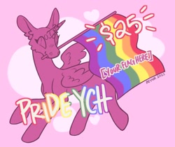 Size: 1494x1253 | Tagged: safe, artist:beyhr, imported from derpibooru, pony, advertisement, flag, mouth hold, pride flag, solo, ych example, your character here