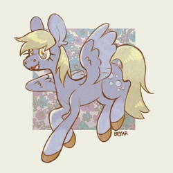 Size: 950x950 | Tagged: safe, artist:beyhr, imported from derpibooru, derpy hooves, pegasus, pony, abstract background, flower, solo