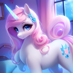 Size: 2048x2048 | Tagged: safe, imported from derpibooru, oc, pony, unicorn, ai content, ai generated, generator:purplesmart.ai, generator:stable diffusion, indoors, solo