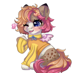 Size: 1000x1000 | Tagged: safe, artist:peachfairylights, imported from derpibooru, oc, butterfly, pony, simple background, transparent background