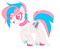 Size: 1500x1230 | Tagged: safe, artist:orcabunnies, imported from derpibooru, oc, oc only, oc:pom pom, pegasus, pony, choker, colored wings, hooves, multicolored hooves, multicolored wings, simple background, solo, spiked choker, white background, wings