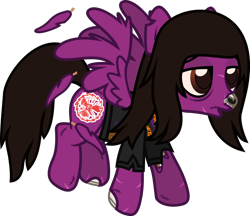 Size: 1128x973 | Tagged: safe, artist:lightningbolt, derpibooru exclusive, imported from derpibooru, pegasus, pony, undead, zombie, zombie pony, .svg available, bags under eyes, bloodshot eyes, bone, clothes, colored pupils, feather, flying, glasgow smile, lidded eyes, male, nose piercing, open mouth, pierce the veil, piercing, ponified, scar, show accurate, simple background, solo, stallion, stitches, svg, tattered, torn clothes, torn ear, transparent background, vector, vic fuentes, wings