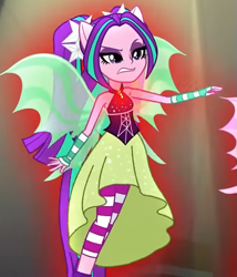 Size: 557x651 | Tagged: safe, imported from derpibooru, screencap, aria blaze, equestria girls, rainbow rocks, bare shoulders, clothes, dress, female, sleeveless, solo