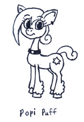 Size: 704x1017 | Tagged: safe, artist:eternaljonathan, imported from derpibooru, oc, oc only, oc:popi puff, pony, collar, female, ink, mare, monochrome, solo, traditional art