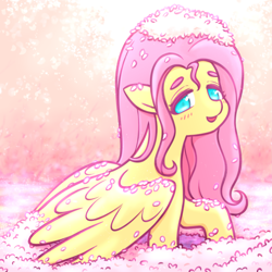 Size: 4299x4299 | Tagged: safe, artist:sigpi, imported from derpibooru, fluttershy, pegasus, pony, cherry blossoms, flower, flower blossom, open mouth, solo