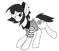 Size: 1513x1322 | Tagged: safe, artist:moonatik, imported from derpibooru, oc, oc only, oc:isabelle incraft, earth pony, pony, beret, clothes, earth pony oc, hat, shirt, simple background, solo, transparent background