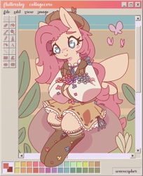 Size: 1589x1944 | Tagged: safe, artist:wavecipher, imported from derpibooru, fluttershy, pegasus, pony, semi-anthro, aesthetics, clothes, cute, flower, shyabetes, sitting, stockings, thigh highs, webcore