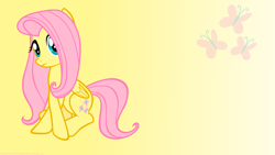 Size: 1920x1080 | Tagged: safe, artist:mlpwallpapermaker, imported from derpibooru, fluttershy, pegasus, pony, cutie mark, female, gradient background, looking at you, mare, solo, wallpaper