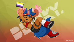 Size: 4160x2340 | Tagged: safe, artist:bl1nky, imported from derpibooru, oc, oc only, oc:blinky, pony, semi-anthro, nonbinary, pride flag