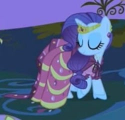 Size: 1604x1539 | Tagged: safe, imported from derpibooru, screencap, rarity, pony, unicorn, the best night ever, beautiful, canterlot, canterlot castle, clothes, cropped, dress, eyes closed, gala dress, glass slipper (footwear), grand galloping gala, happy, jewelry, needs more jpeg, night, shoes, solo, tiara