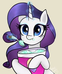 Size: 1714x2048 | Tagged: safe, artist:petaltwinkle, imported from derpibooru, rarity, pony, unicorn, eating, food, ice cream, solo