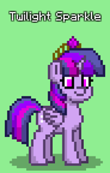 Size: 552x864 | Tagged: safe, imported from derpibooru, twilight sparkle, alicorn, pony, pony town, big crown thingy, element of magic, green background, jewelry, regalia, simple background, solo, twilight sparkle (alicorn)