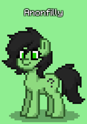 Size: 576x816 | Tagged: safe, imported from derpibooru, oc, oc:filly anon, earth pony, pony, pony town, female, filly, green background, simple background, solo