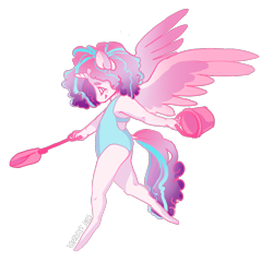 Size: 990x950 | Tagged: safe, artist:vautaryt, imported from derpibooru, princess flurry heart, alicorn, anthro, clothes, female, one-piece swimsuit, pail, simple background, solo, swimsuit, transparent background