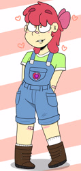 Size: 1430x3000 | Tagged: safe, artist:chocolatelovingdemon, imported from derpibooru, apple bloom, human, female, heart, humanized, solo