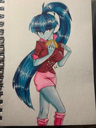 Size: 1536x2048 | Tagged: safe, artist:sirentown, imported from derpibooru, sonata dusk, human, equestria girls, female, solo, traditional art