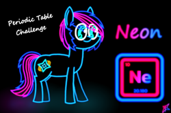 Size: 2400x1592 | Tagged: safe, artist:neonshy02, imported from derpibooru, oc, oc only, oc:neon shy, earth pony, pony, black background, element pony, male, neon, periodic table, ponified, simple background, solo, stallion