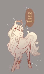 Size: 1233x2039 | Tagged: safe, artist:finchina, imported from derpibooru, pony, alternate universe, genshin impact, gray background, paimon, ponified, simple background