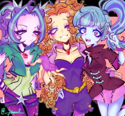 Size: 1117x1038 | Tagged: safe, artist:jishowell, imported from derpibooru, adagio dazzle, aria blaze, sonata dusk, human, equestria girls, female, trio