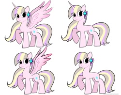 Size: 1368x1074 | Tagged: safe, artist:petaltwinkle, imported from derpibooru, oc, oc only, oc:petal twinkle, alicorn, earth pony, pegasus, pony, unicorn, simple background, solo, white background