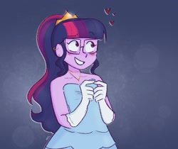 Size: 2048x1722 | Tagged: safe, artist:sunsetslight, imported from derpibooru, sci-twi, twilight sparkle, human, equestria girls, bare shoulders, clothes, dress, female, heart, sleeveless, solo