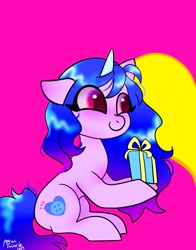 Size: 1074x1368 | Tagged: safe, artist:petaltwinkle, imported from derpibooru, izzy moonbow, pony, unicorn, g5, multi image, purple background, simple background, solo