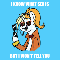 Size: 831x832 | Tagged: safe, artist:nukepony360, imported from derpibooru, oc, oc only, oc:dyx, cigarette, duke nukem, female, filly, foal, simple background, solo, sunglasses