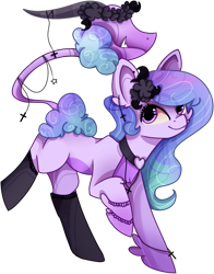 Size: 563x719 | Tagged: safe, artist:satobless, imported from derpibooru, oc, oc only, oc:soda sadie, original species, pegasus, plant pony, pony, animated, blinking, clothes, collar, female, gif, jewelry, mare, moving, necklace, pixel art, pixelated, plant, purple hair, simple background, socks, solo, tail, tailmouth, transparent background, wings