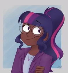 Size: 1915x2046 | Tagged: safe, artist:sunsetslight, imported from derpibooru, sci-twi, twilight sparkle, human, dark skin, female, humanized, solo