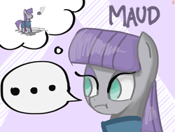 Size: 2048x1536 | Tagged: safe, artist:marzipun, imported from derpibooru, maud pie, earth pony, pony, rock, solo, thought bubble