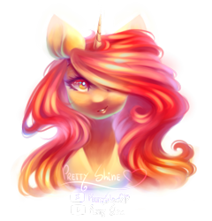 Size: 2402x2497 | Tagged: safe, artist:prettyshinegp, imported from derpibooru, oc, oc only, oc:pretty shine, pony, unicorn, bust, female, hair over one eye, horn, mare, simple background, solo, transparent background, unicorn oc